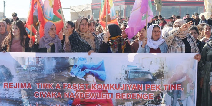 İşgal saldırıları protesto/ Kobanê