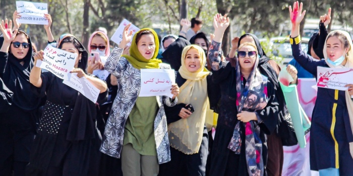 Afganistanlı kadınlar eylem/foto:AFP